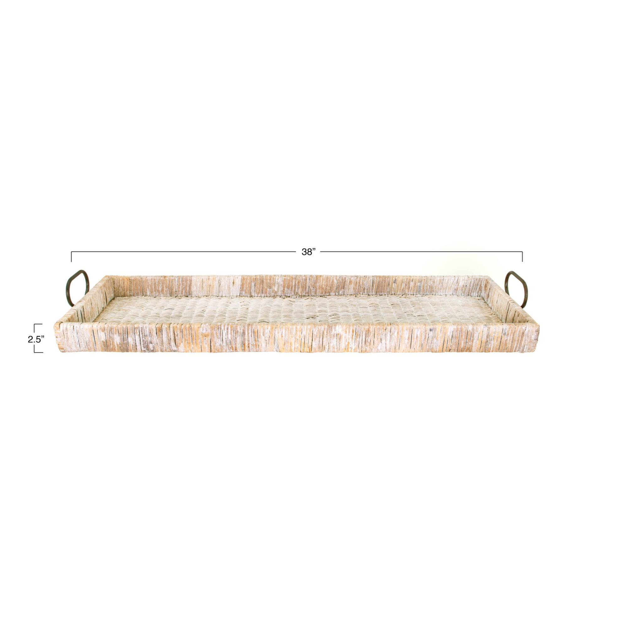 Hello Honey® 3ft. Decorative Rattan Tray with Metal Handles